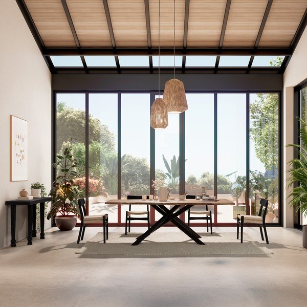 Sedie da pranzo in set nere in legno di cauciù massiccio 2 pz Biel – MOME-image-2