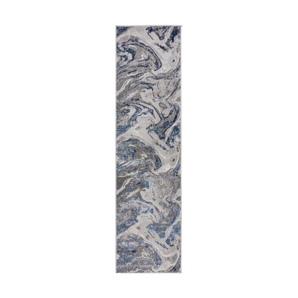 Tappeto blu/grigio 60x230 cm Marbled - Flair Rugs