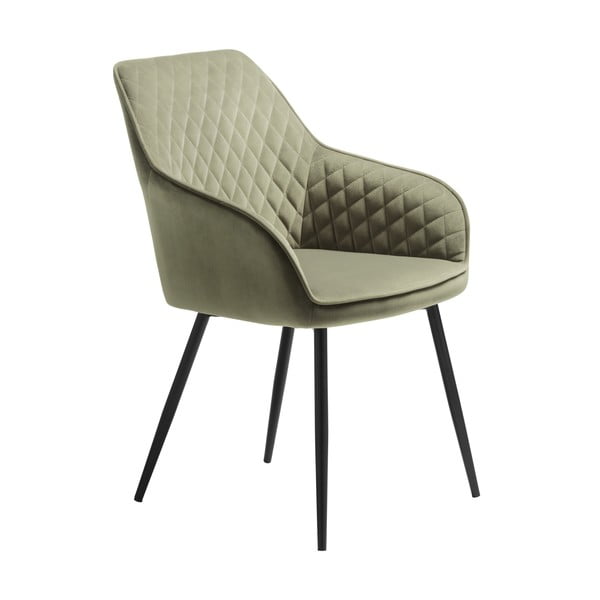 Sedia da pranzo color kaki in imbottito con braccioli Milton – Unique Furniture