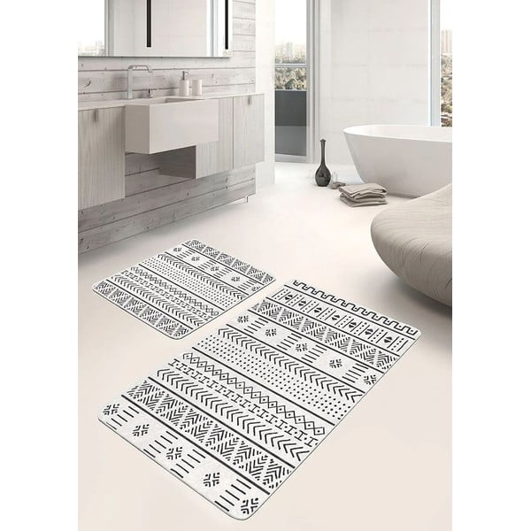 Tappetini da bagno bianchi e neri in set da 2 pezzi 60x100 cm - Mila Home-image-2