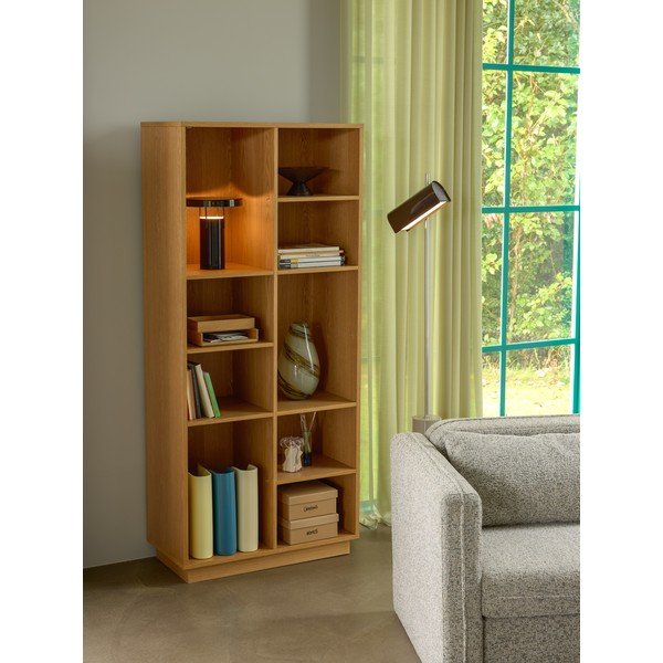 Libreria di colore naturale con effetto rovere 80x180x30 cm Disco – Hübsch-image-1