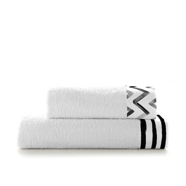Set di 2 asciugamani in cotone a righe Stripes Juego - Blanc-image-2