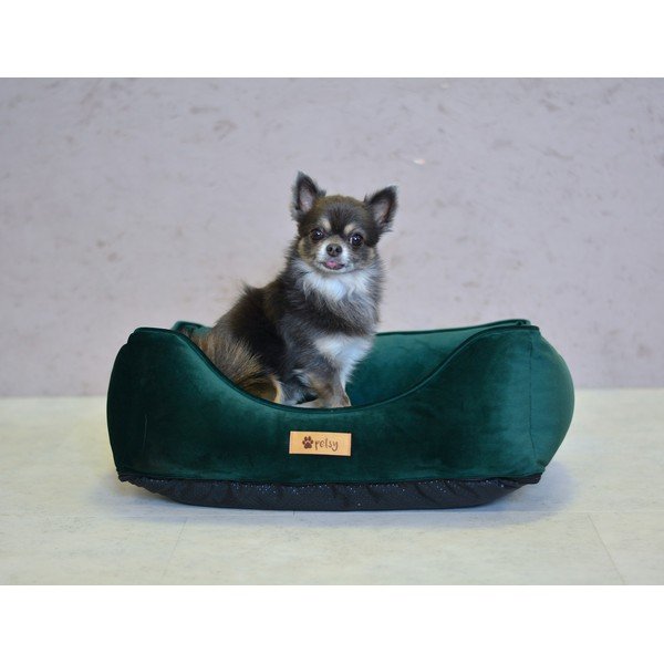 Letto in velluto verde scuro 55x42 cm Royal - Petsy-image-2