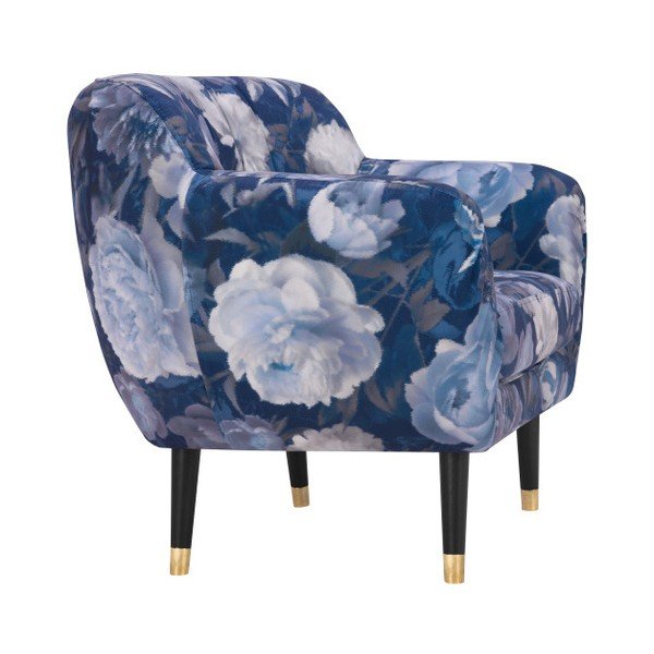 Poltrona blu Benito Floral - Mazzini Sofas-image-3