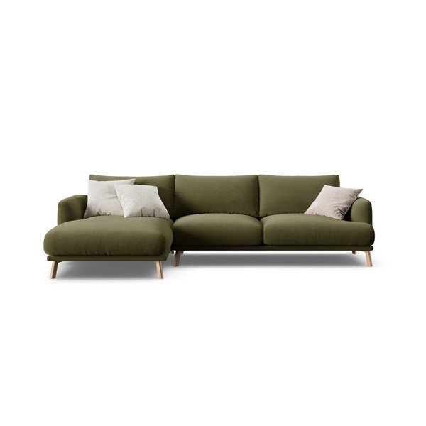 Divano angolare verde (con penisola a sinistra/con chaise lounge) con rivestimento in velluto Naomi – Micadoni 