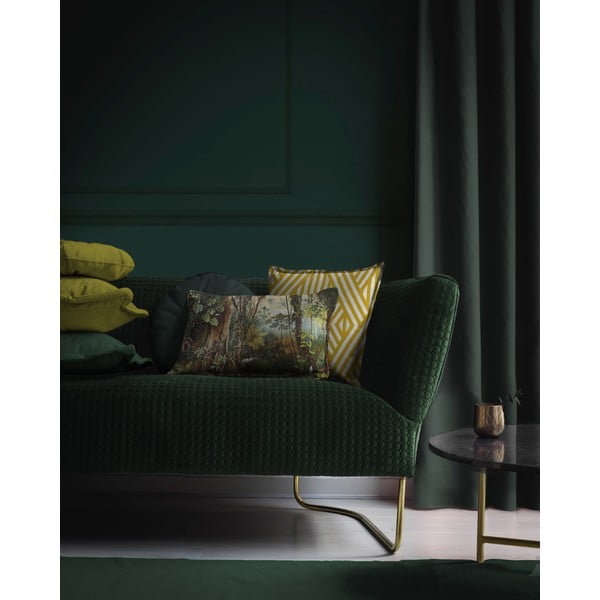 Cuscino in velluto giallo e bianco Lines, 45 x 45 cm - Velvet Atelier-image-1