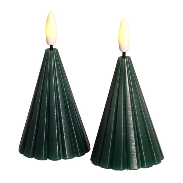 Decorazione natalizia luminosa in verde scuro 2 pz ø 6 cm Laura – Sirius