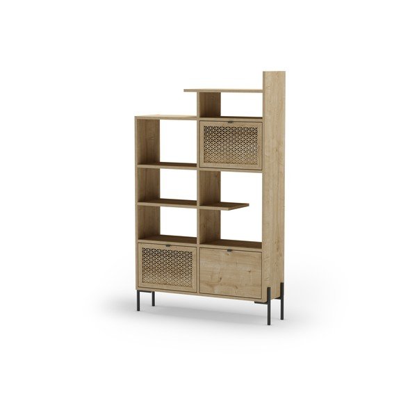 Libreria in rovere decorato in colore naturale 99x160 cm Inca - Marckeric-image-3