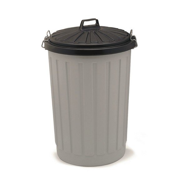 Cestino in plastica grigia con coperchio nero, altezza 71 cm - Addis