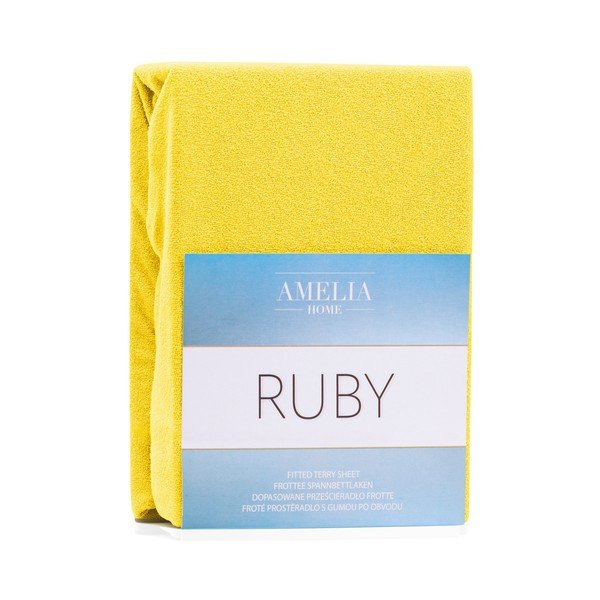 Lenzuolo con angoli giallo per letto matrimoniale Siesta, 220/240 x 220 cm Ruby - AmeliaHome-image-2