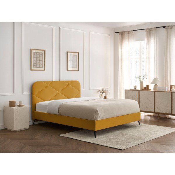 Letto matrimoniale imbottito con rete inclusa 160x200 cm Prune – Bobochic Paris-image-1