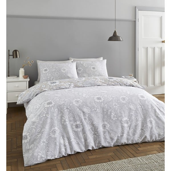 Biancheria da letto grigia 200x135 cm Tapestry Floral - Catherine Lansfield-image-2