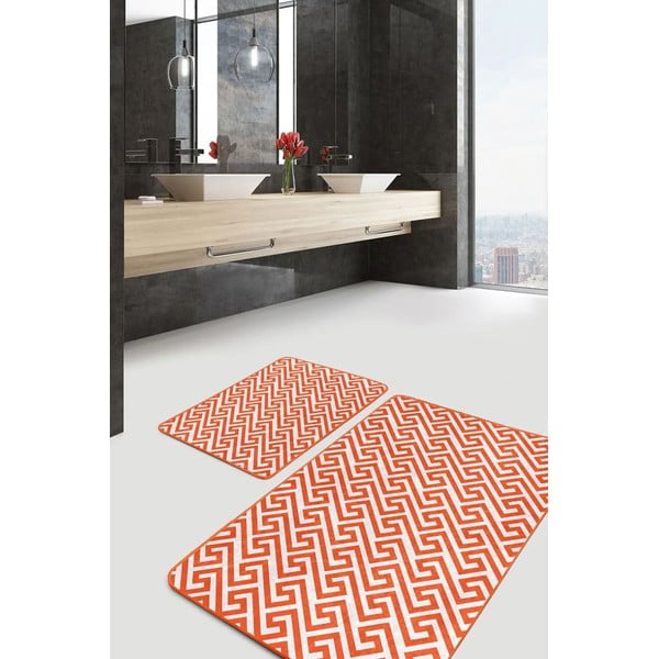 Set di tappetini per il bagno arancioni in velluto 2 pz 60x100 cm – Mila Home-image-4