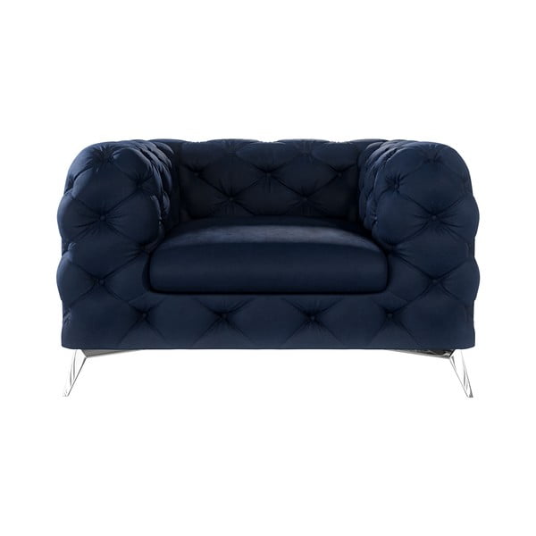 Poltrona blu scuro con rivestimento in velluto Chelsea – Ropez-image-1