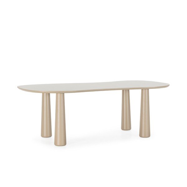 Tavolino da salotto beige con piano in pino massiccio 110x220 cm Nahia – MOME-image-3