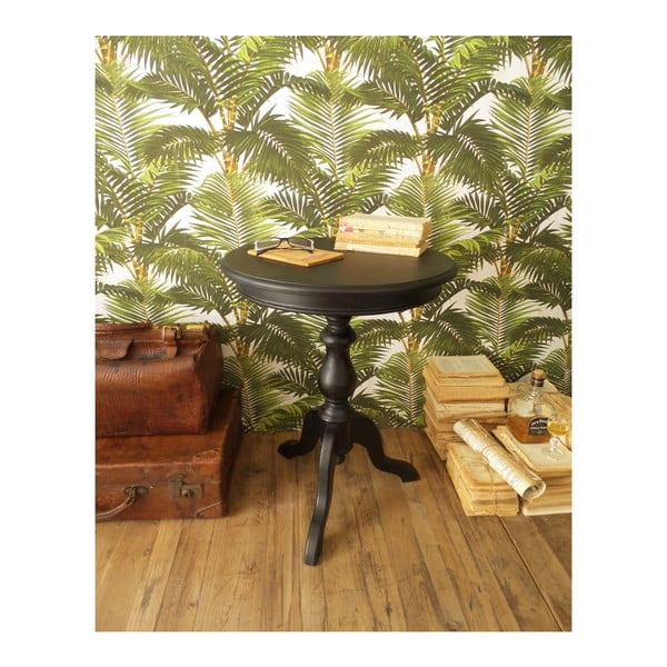 Černý příruční stolek z cedrového dřeva Orchidea Milano Black Living, ⌀ 50 cm