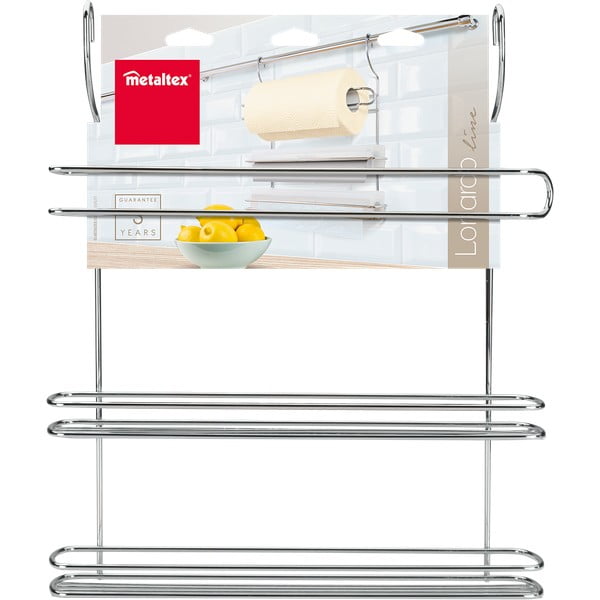 Supporto da appendere per asciugamani da cucina in acciaio cromato color argento Lonardo - Metaltex-image-1