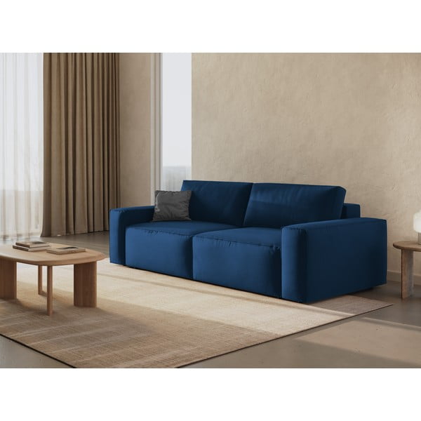 Divano blu scuro allungabile e con contenitore rivestito in velluto 247 cm Jodie – Micadoni -image-1