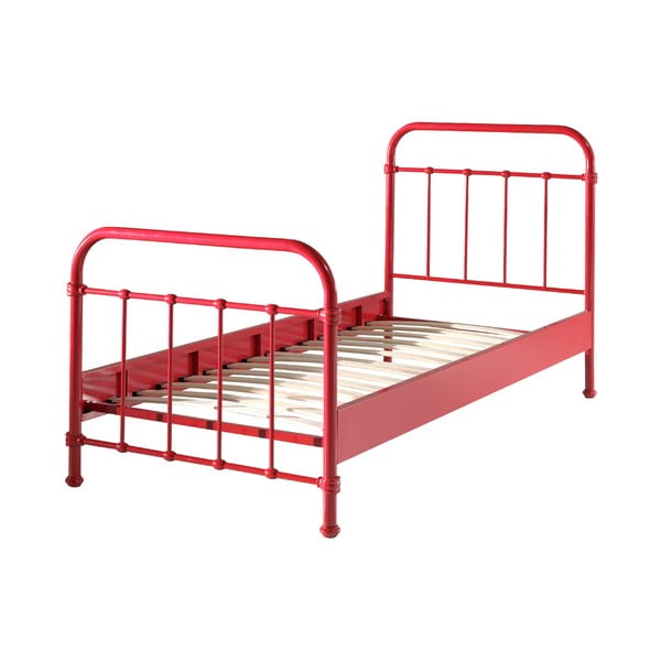 Letto per bambini in metallo rosso, 90 x 200 cm New York - Vipack-image-1