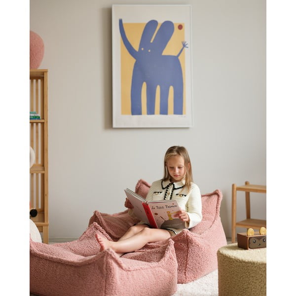 Pouf a sacco per bambini rosa con rivestimento in bouclé Chair – Wigiwama-image-2