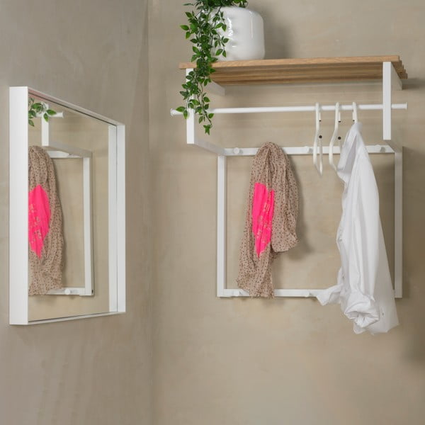 Attaccapanni da parete bianco/di colore naturale in metallo con scaffale 76 cm Rizzoli – Spinder Design-image-2