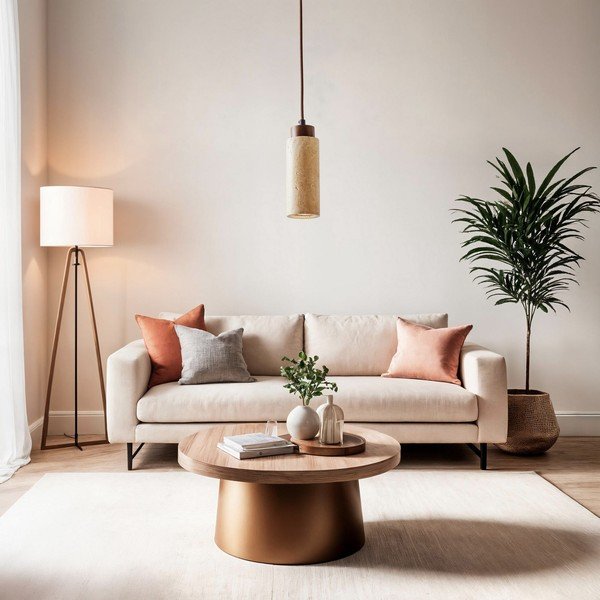 Lampadario beige con paralume in pietra ø 6,5 cm Selma – Opviq lights-image-3