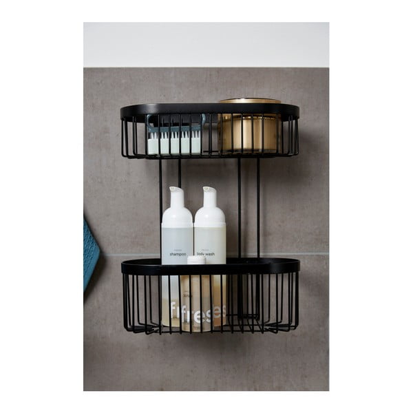 Cestino da parete nero a 2 livelli Classic Plus - Wenko-image-1