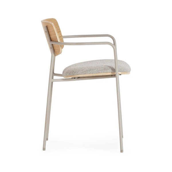 Set di sedie da pranzo grigio chiaro/di colore naturale in imbottito con braccioli Nour – MOME-image-3