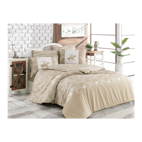 Biancheria da letto matrimoniale in cotone Ranforce con lenzuolo a pieghe BHPC Olivia, 200 x 220 cm - Beverly Hills Polo Club