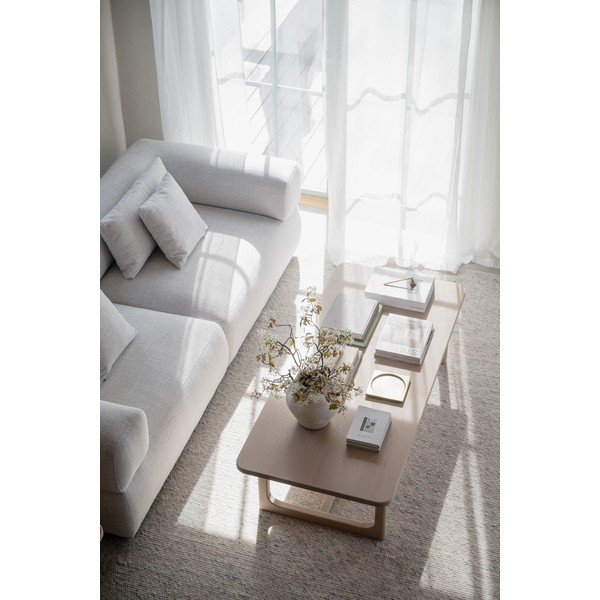 Tavolino da salotto colore naturale chiaro con piano effetto rovere 70x160 cm Driscoll – Rowico-image-2