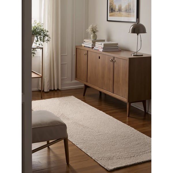 Passatoia colore naturale chiaro in lana tessuta a mano 80x300 cm Eleni Natural White – Hanse Home-image-1