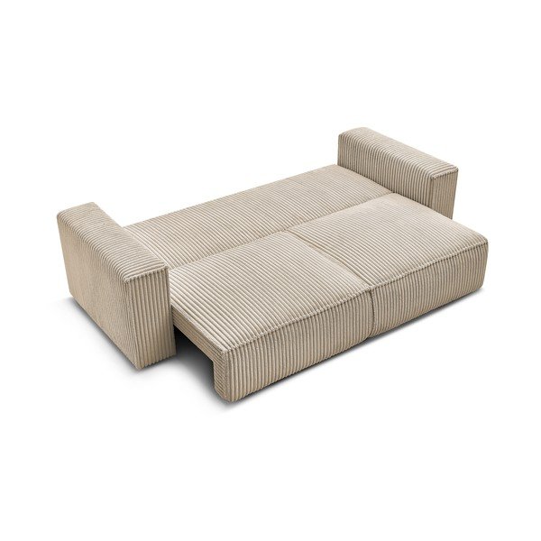 Divano marrone chiaro allungabile e con contenitore rivestito in velluto a coste 244 cm Chelsea – Bobochic Paris-image-4