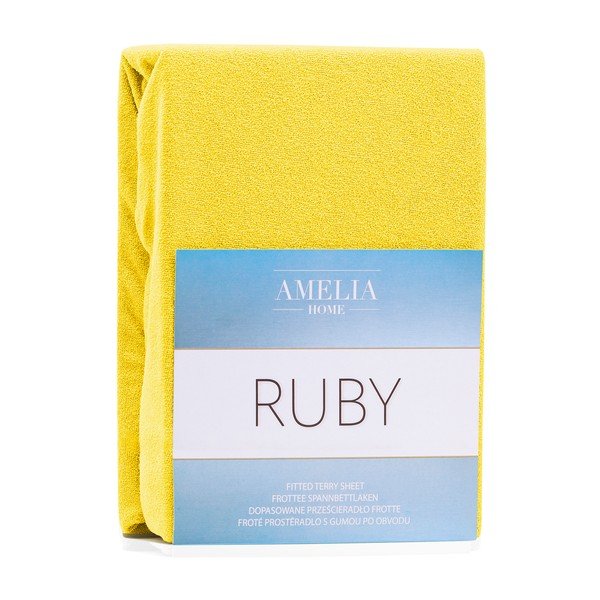 Lenzuolo con angoli giallo scuro ad alto contenuto di cotone , 120/140 x 200 cm Ruby - AmeliaHome-image-1