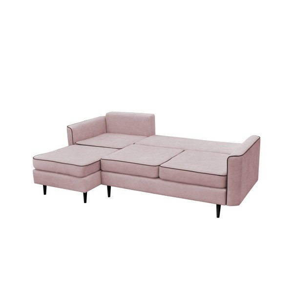 Divano letto rosa con gambe nere Dragonfly, angolo sinistro - Mazzini Sofas-image-4