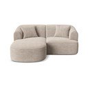 Divano angolare marrone chiaro (con penisola a sinistra/con chaise lounge) con rivestimento in velluto a coste Campi – Cosmopolitan Design