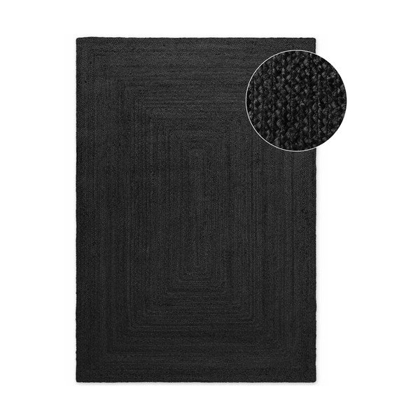 Tappeto nero in iuta reversibile/tessuto a mano 200x300 cm Juno – Hanse Home