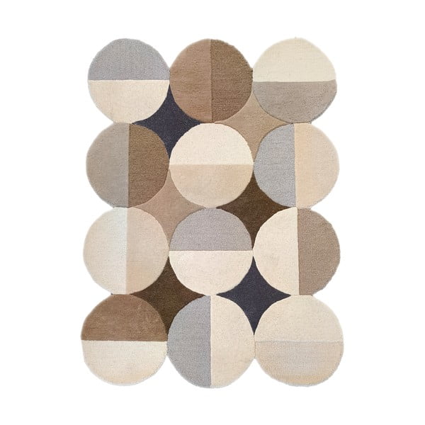 Tappeto greige in lana tessuto a mano 200x290 cm Mia Ellipse – Flair Rugs