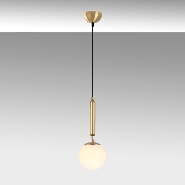 Lampadario bianco/color ottone con paralume in vetro ø 15 cm King – Opviq lights-image-4