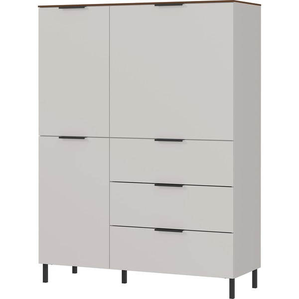 Cassettiera alta grigia e beige in noce 109x146 cm California - Germania-image-1