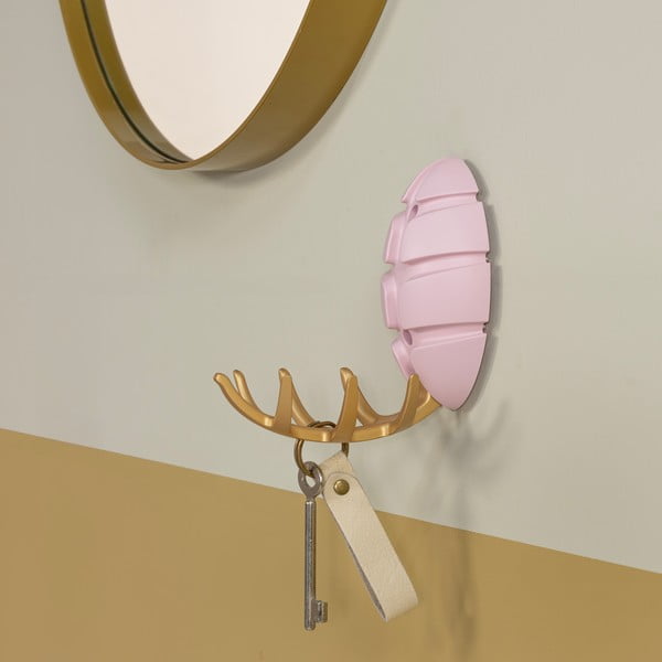 Gancio da parete rosa chiaro/dorato in plastica Bug – Spinder Design-image-3