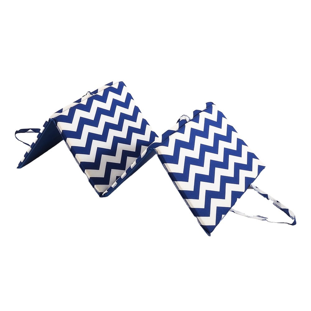 Cuscino per seduta da giardino bianco/blu per sedia a sdraio 49x137 cm   Zig Zag – B.E.S. | Cuscini per mobili da giardino