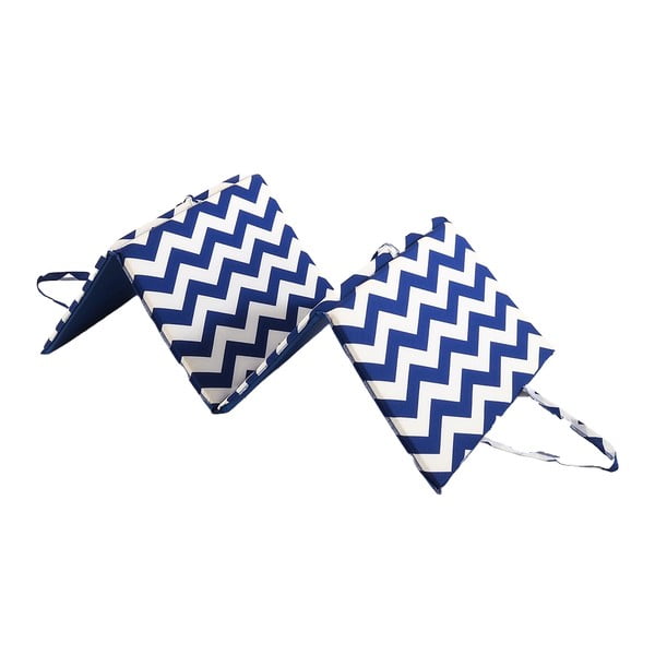 Cuscino per seduta da giardino bianco/blu per sedia a sdraio 49x137 cm   Zig Zag – B.E.S.