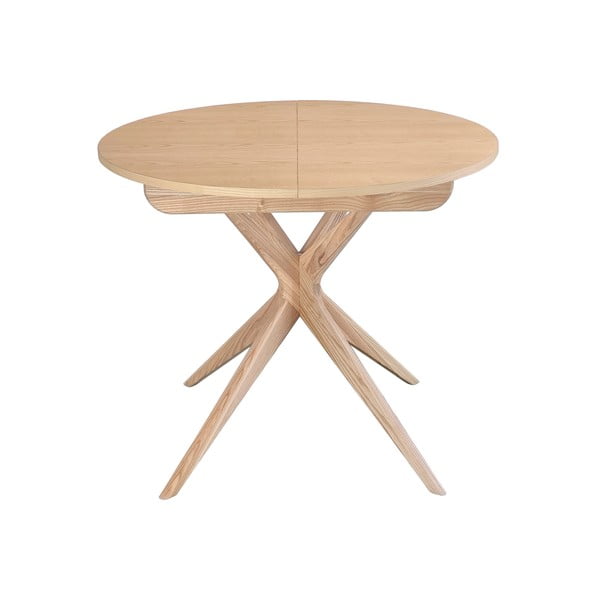 Tavolo da pranzo rotondo in frassino massiccio allungabile con estensione ø 90 cm Jubi – Ragaba