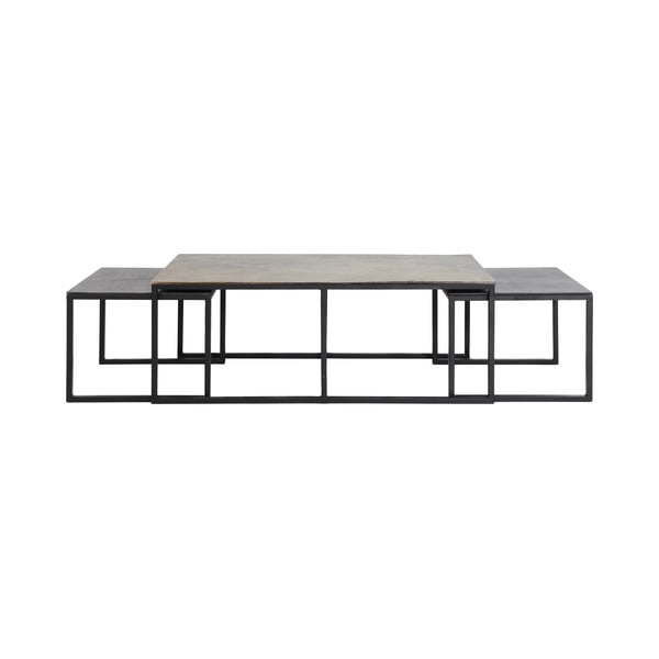 Set di 3 tavolini in metallo colore nero-bronzo 50x120 cm Kumalu - Light & Living