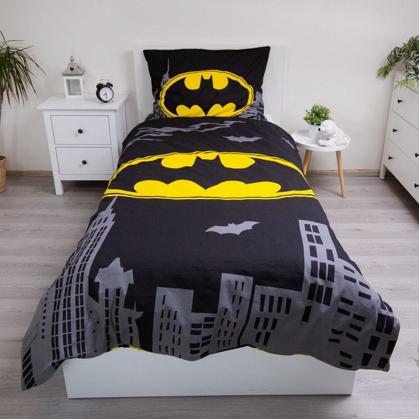 Set copripiumino e federa da bambini in cotone per letto singolo 140x200 cm Batman "The Emblem" – Jerry Fabrics-image-1