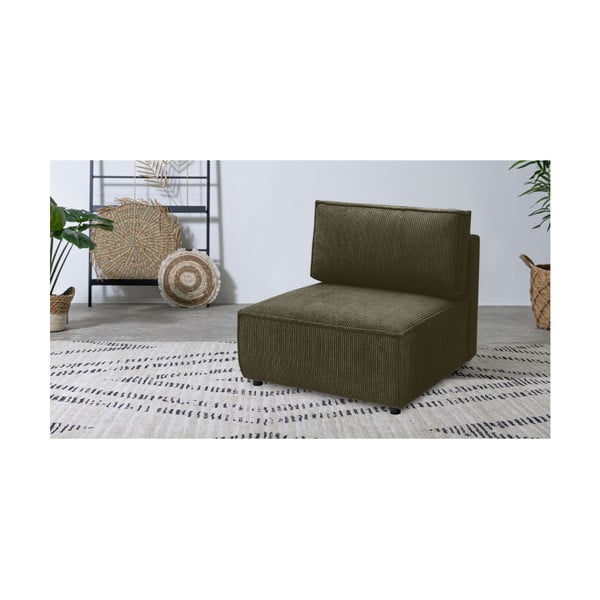 Modulo divano in velluto a coste verde chiaro, pezzo centrale Nihad modular - Bobochic Paris-image-1