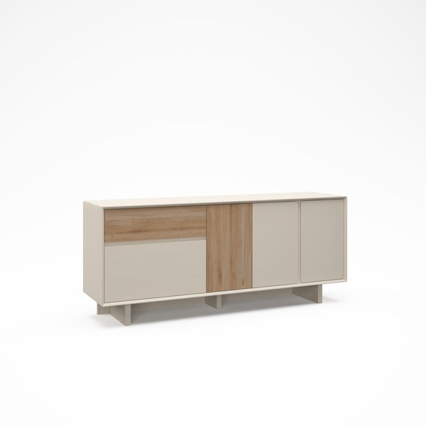 Cassettiera beige/di colore naturale con effetto rovere 180x76x45 cm Carpi – Marckeric-image-4