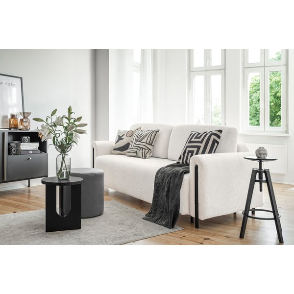 Divano color crema allungabile/con contenitore e rivestimento in bouclé 244 cm Arcadova – ELTAP-image-3