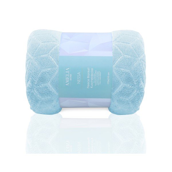 Coperta in microfibra azzurra Nessa, 210 x 170 cm - DecoKing-image-1