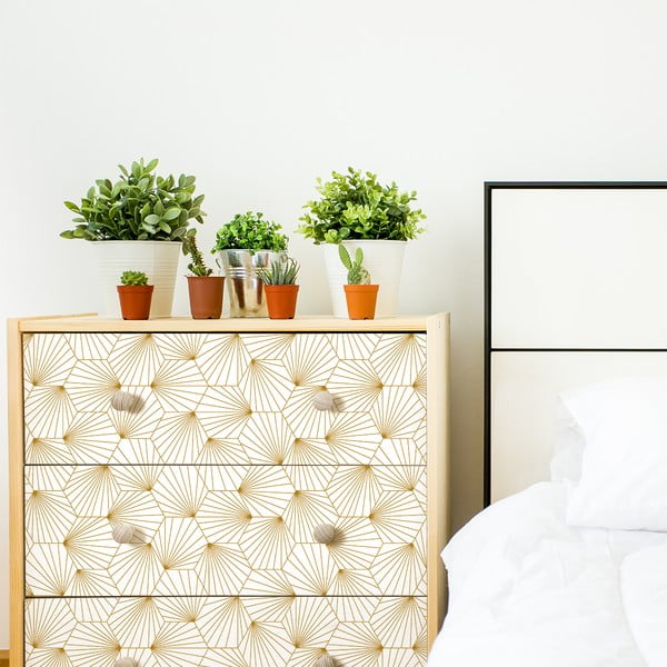 Carta da parati decorativa bianca e gialla per mobili Hexoka - Ambiance-image-3